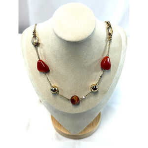 The Limited Gold Tone Statement Necklace 18" Faceted Stone Like Fashion Jewelry